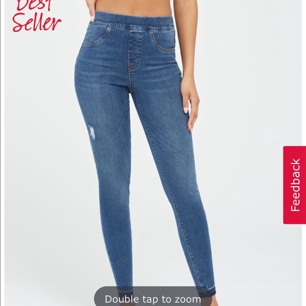 Spanx High Rise Distressed Skinny Jeans 1x